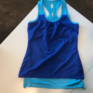 Double layer built in sports bra workout top